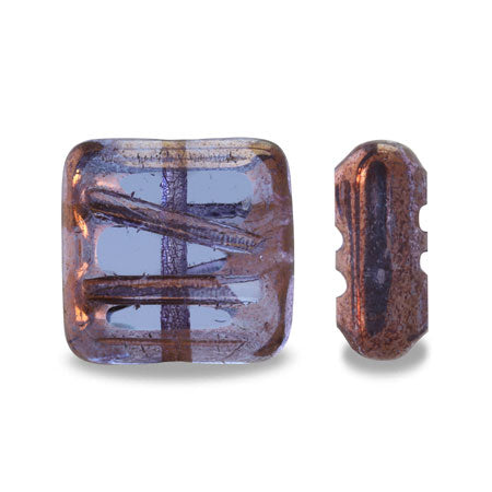 Czech table cut square line 2lt Sapphire