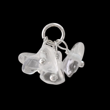 天然石 めがね留めフリンジチャーム サザレ クリスタル(天然)/シルバーメッキ