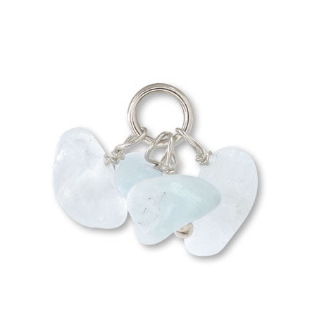 天然石 めがね留めフリンジチャーム サザレ アクアマリン(天然)/シルバーメッキ