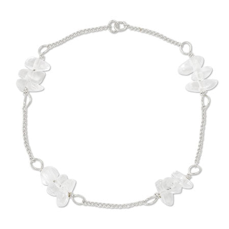 Natural stone glasses fastening chain Sazare crystal (natural)/Silver plating