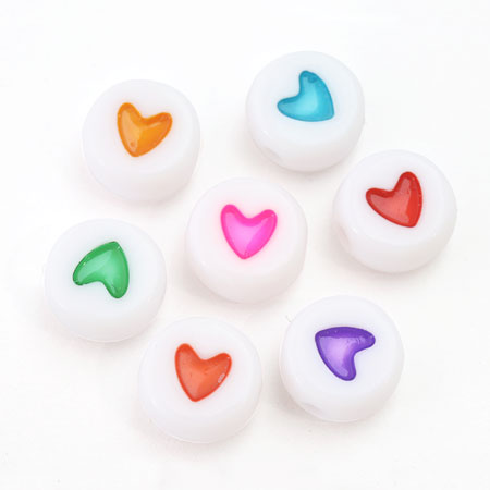 Acrylic flat round heart mix