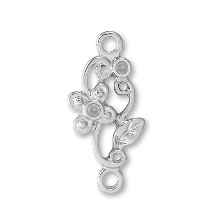 Joint parts floral 2 rhodium color