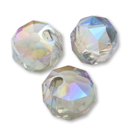 Glass cut beads wheel side hole clear green AB