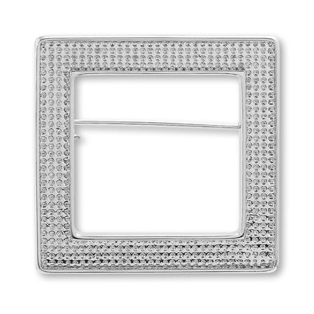 Clay base brooch square rhodium color