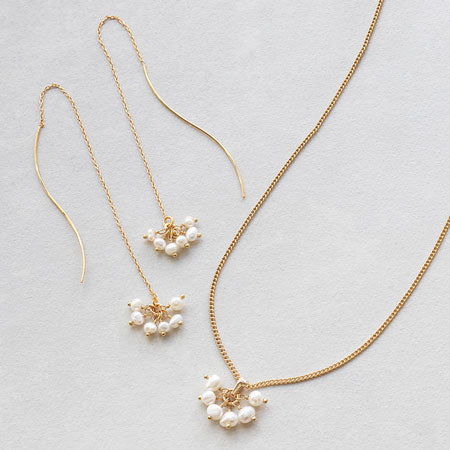 めがね留めフリンジチャーム 淡水パール ホワイト/シルバーメッキ