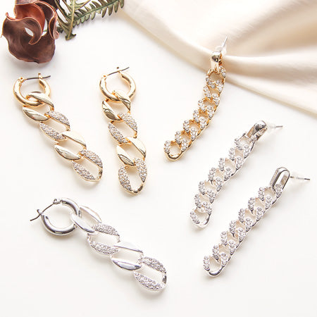 Earrings titanium hoop chunky rhodium color