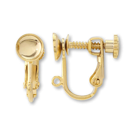 イヤリング ネジバネおわん型カン付 丸玉6-10mm用 ゴールド