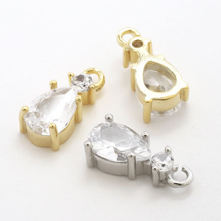 Charm Cubic Zirconia Claw Clasp 2 Rows Gold