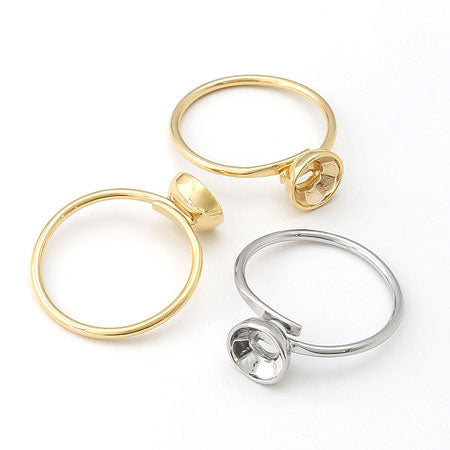 リング台 石座付 ラウンド#1088 ロジウムカラー