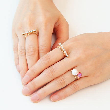 リング台 石座付 ラウンド#1088 ロジウムカラー