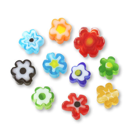 Millefiori glass flat flower mix approx. 4mm