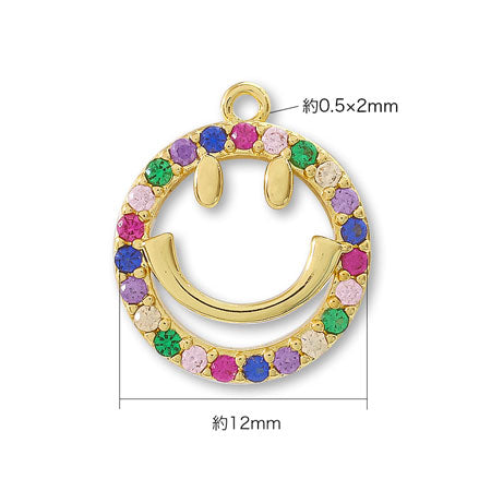 チャーム キュービックジルコニア スマイル マルチカラー/G