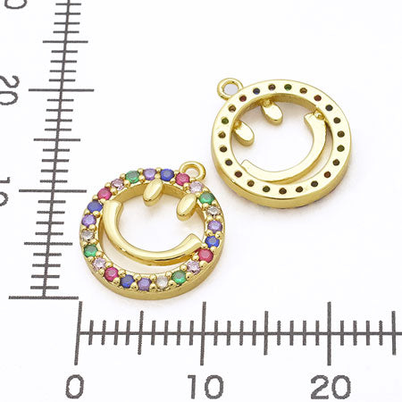 チャーム キュービックジルコニア スマイル マルチカラー/G