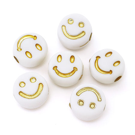 Acrylic flat round smile white