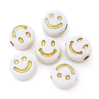 Acrylic flat round smile white