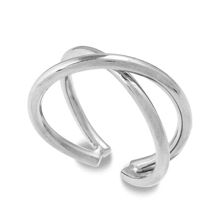 Ring stand (ear cuff) double cross rhodium color