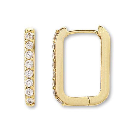 デザインピアス フープ スクエア キュービックジルコニア/G