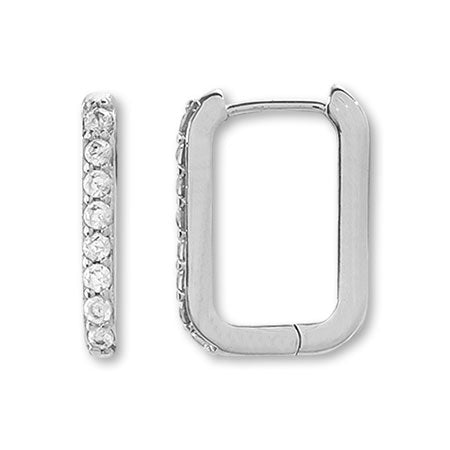 デザインピアス フープ スクエア キュービックジルコニア/RC