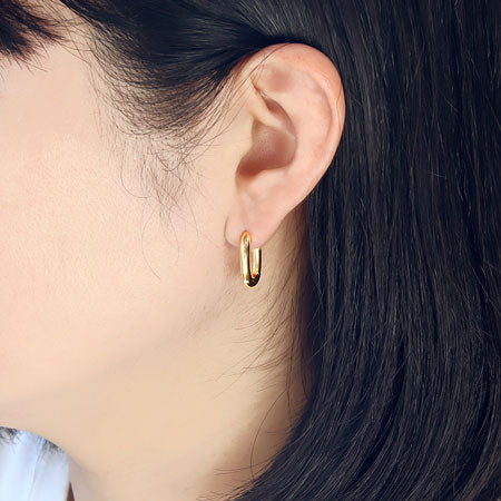 デザインピアス フープ オーバル ゴールド
