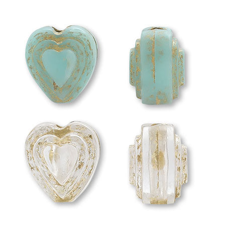 アクリル ドイツ製 ダブルハート ターコイズ/クリスタル – 貴和製作所