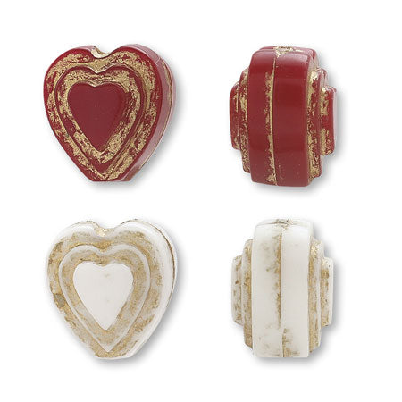 アクリル ドイツ製 ダブルハート レッド/ホワイト