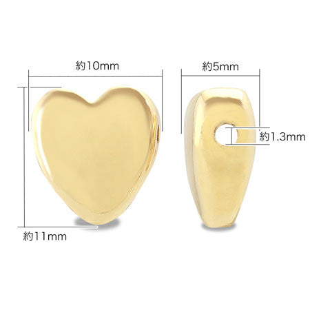 Metal beads heart side hole rhodium color