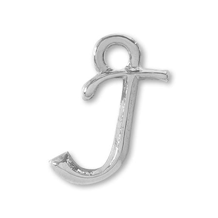 Charm Initial Basic J Rhodium Color
