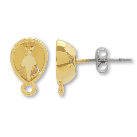 ピアス ステンレス 石座カン付 #4320 8×6mm ゴールド