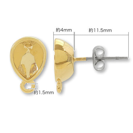 ピアス ステンレス 石座カン付 #4320 8×6mm ゴールド