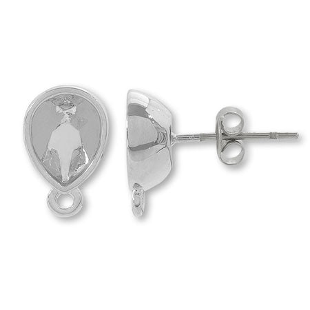 Earrings stainless steel with stone ring