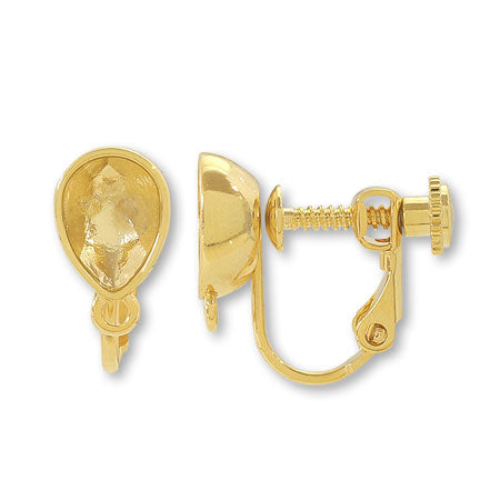 イヤリング ネジバネ 石座カン付 #4320 8×6mm ゴールド