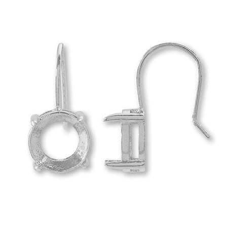 Hook earrings round with stone set