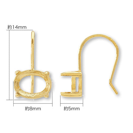 フックピアス 石座付オーバル