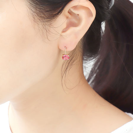 フックピアス 石座付オーバル
