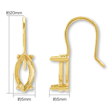 Hook earrings Marquise with stone set