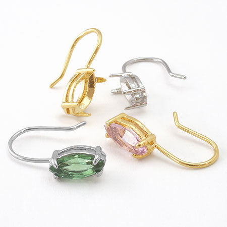 Hook earrings Marquise with stone set