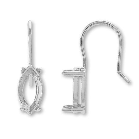 Hook earrings Marquise with stone set