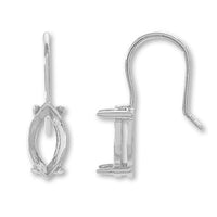 Hook earrings Marquise with stone set #4228 10×5mm Rhodium color