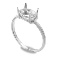 Ring stand with stone seat Oval #4120 Horizontal Rhodium color