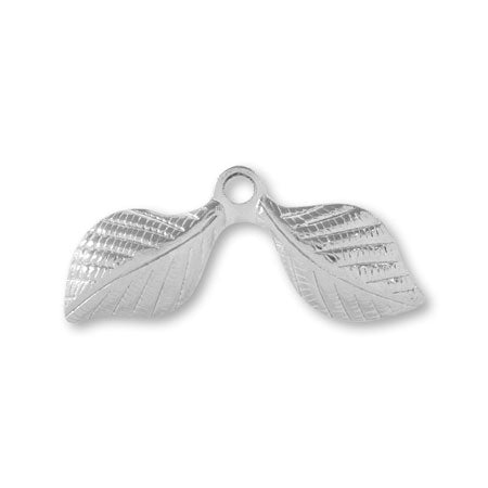 Metal parts leaf two leaves 3 rhodium color