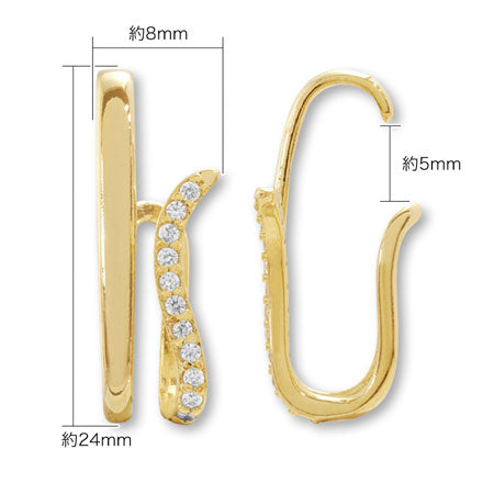 イヤーカフ 変形8 キュービックジルコニア/RC