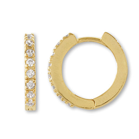 デザインピアス フープラウンド石付 キュービックジルコニア/G