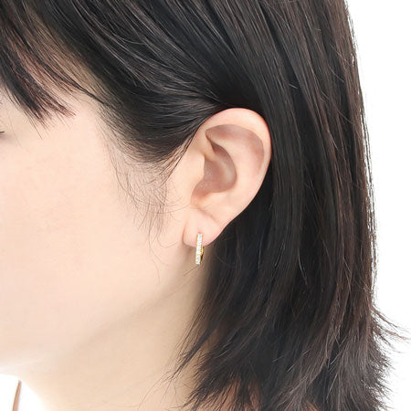 デザインピアス フープラウンド石付 キュービックジルコニア/G