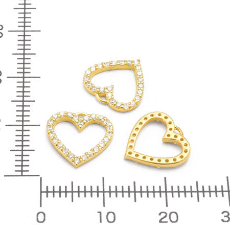 チャーム キュービックジルコニア オープンハート2 ゴールド
