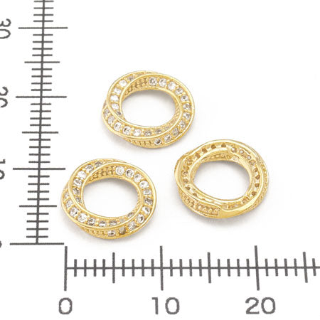 メタルパーツ キュービックジルコニア ツイストリング ゴールド