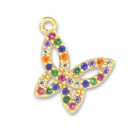 Charm Cubic Zirconia Butterfly 2 Multi/G
