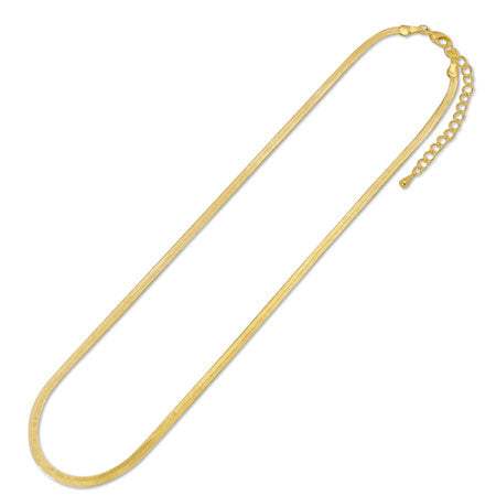 Chain necklace snake flat width approx. 3mm (with adjuster) rhodium color