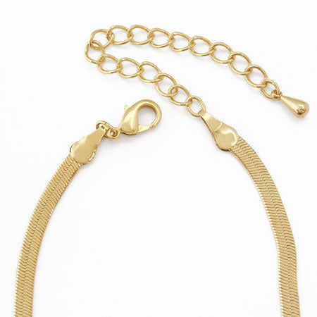 Chain necklace snake flat width approx. 3mm (with adjuster) rhodium color
