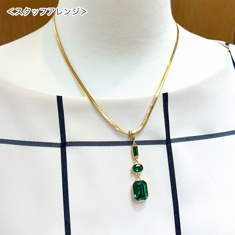 Chain necklace snake flat width approx. 3mm (with adjuster) rhodium color