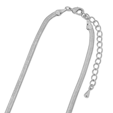 Chain necklace snake flat width approx. 3mm (with adjuster) rhodium color